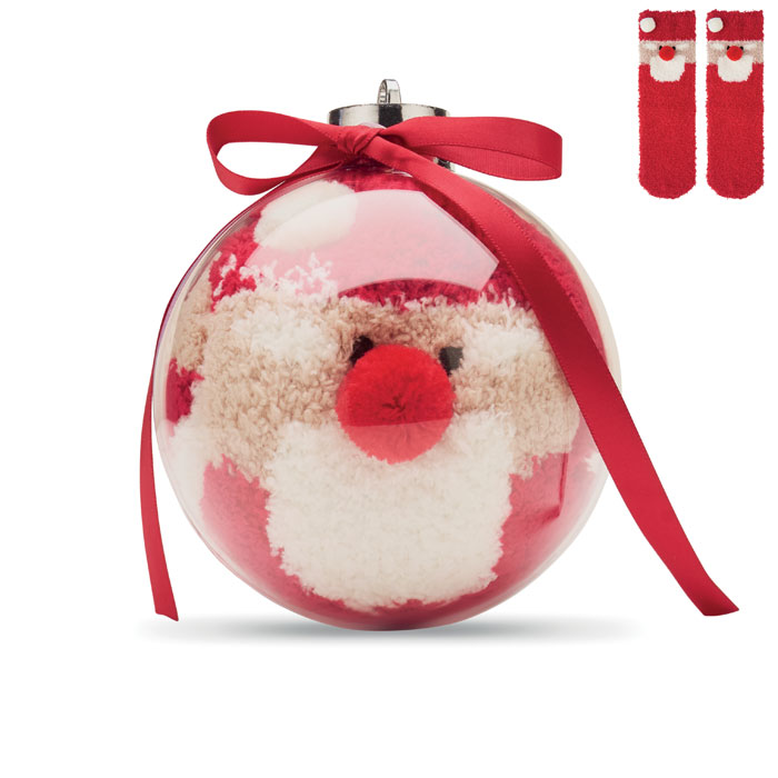 Santa Socks In Bauble Ornament