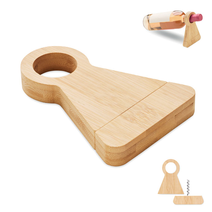 Bamboo Bottle Stand & Opener