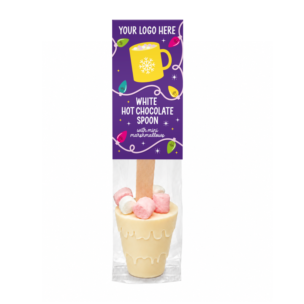 Winter Collection - Eco Info Card - Hot Choc Spoon - White Chocolate - Mini Marshmallows