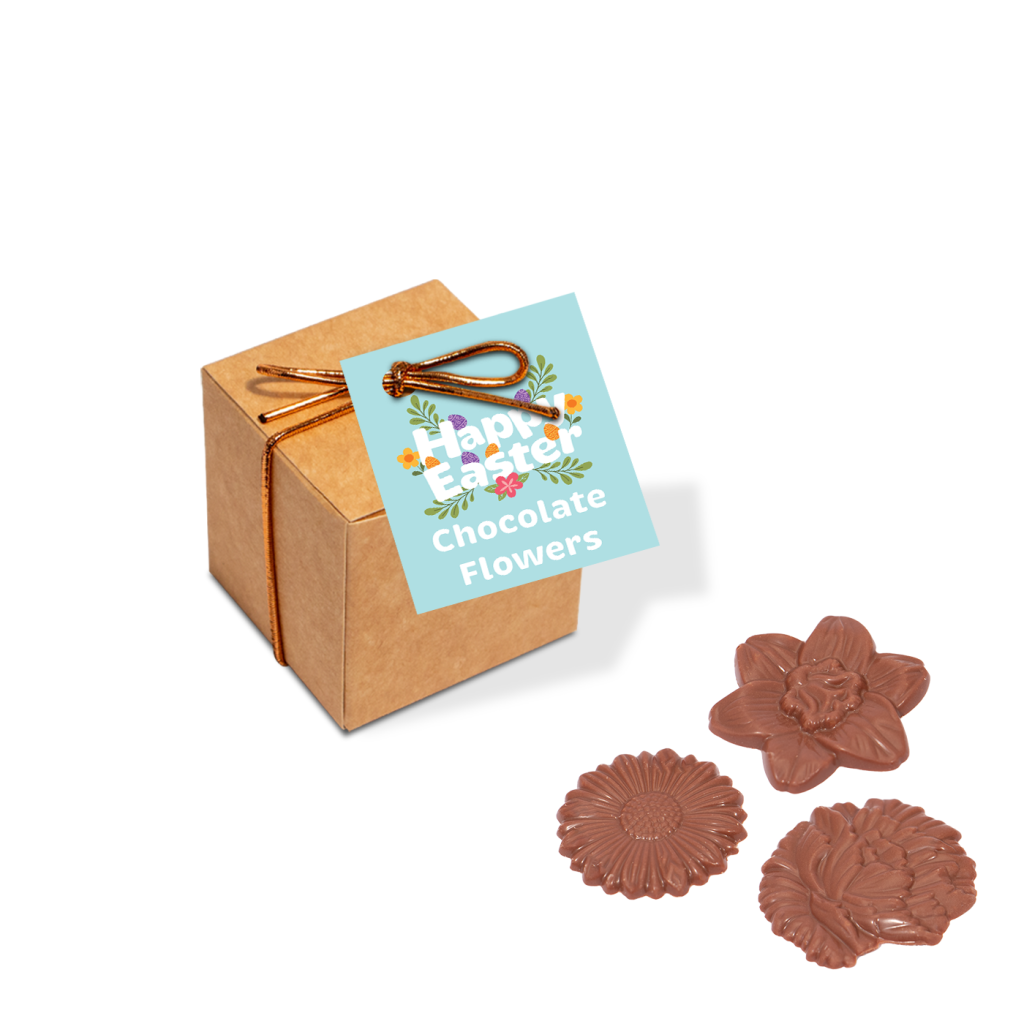 Eco Kraft Cube - Milk Chocolate Flowers - X6