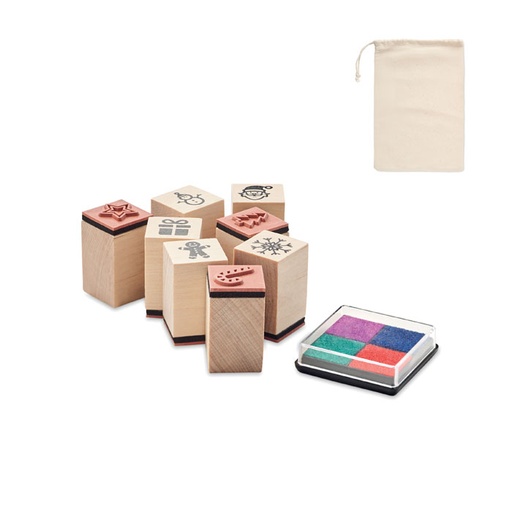 [CX1512-13] 8 Wooden Christmas Stamps Set