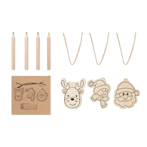 [CX1535-40] Drawing Wooden Ornaments Set