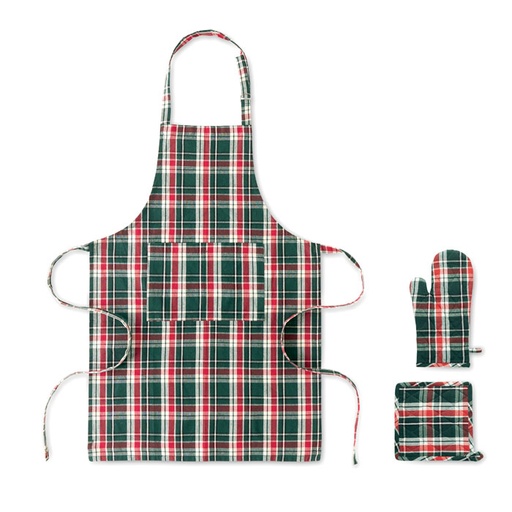[CX1598-99] Chequered Cotton Kitchen Set