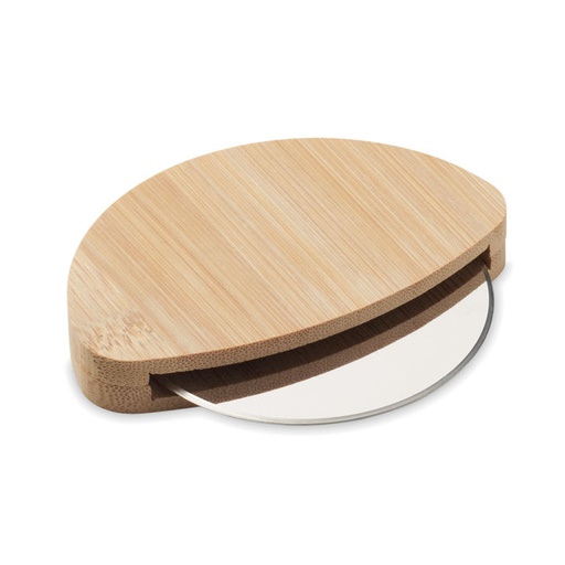 [MO2913-40] Round Bamboo Pizza Cutter