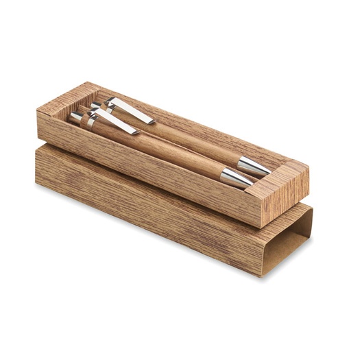 [MO3173-40] Acacia Wood Pen And Pencil Set
