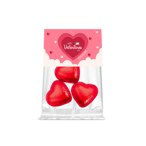 [100408] Valentines - Eco Info Card - Red Foiled Hearts