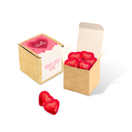 [100410] Valentines - Eco Kraft Cube - Red Foiled Hearts