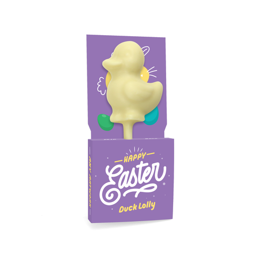 [100788] Easter - Eco Lolly Box - White Chocolate - Duck Lolly