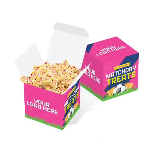 [100893] Matchday Treats - Eco Maxi Cube - White Choc Jazzie Stars