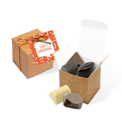 [107101] Eco Kraft Cube - Chocolate Truffles - x5